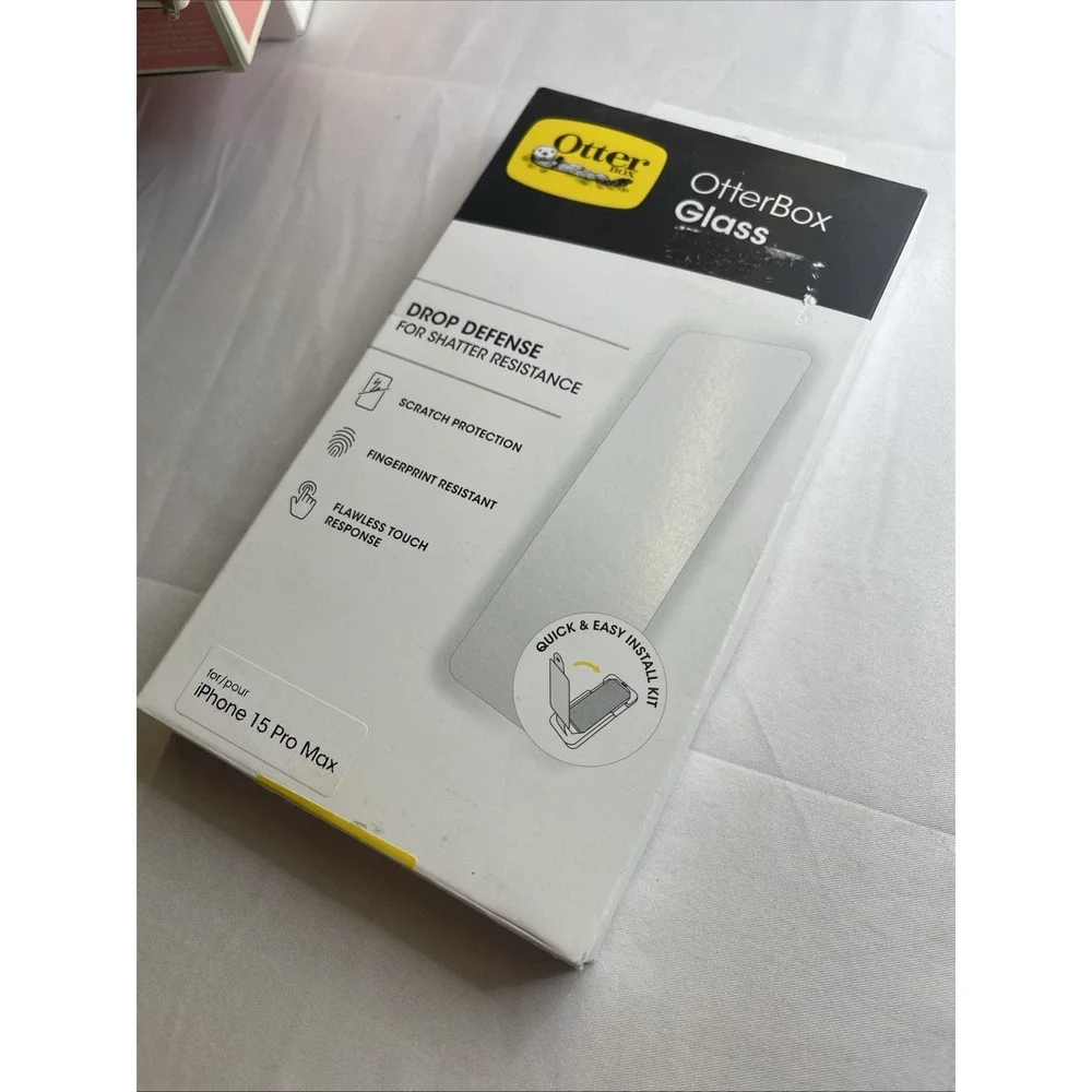 OtterBox Glass Screen Protector iPhone 15 Pro Max Tempered 9H Drop Defense Clear